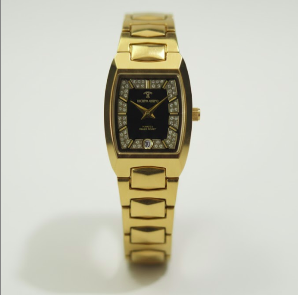 Schomages Gold-Diamond Tone Rectangular Ladies' Watch