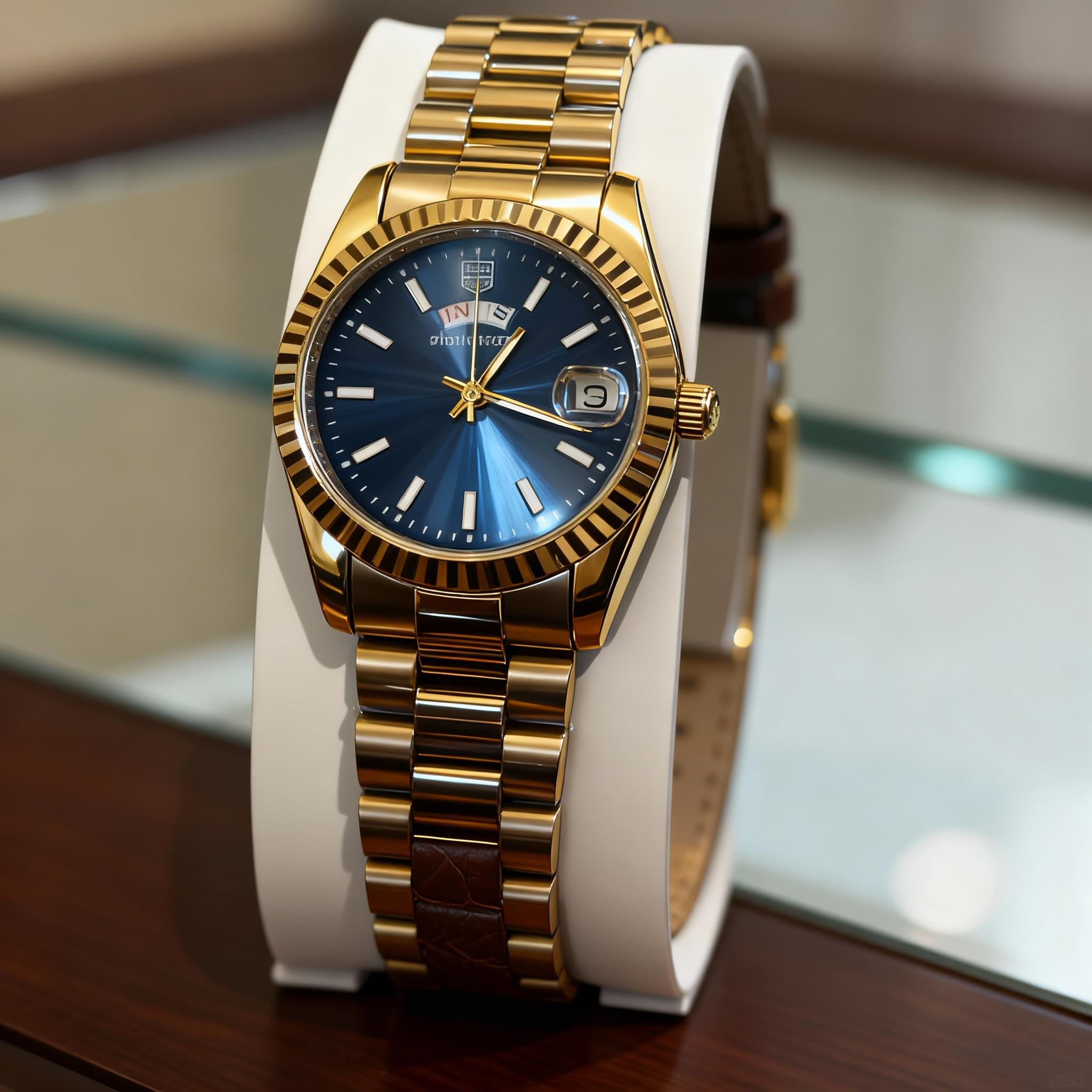 TRUE WORTH Blue Gold-Tone Day-Date - Image 3