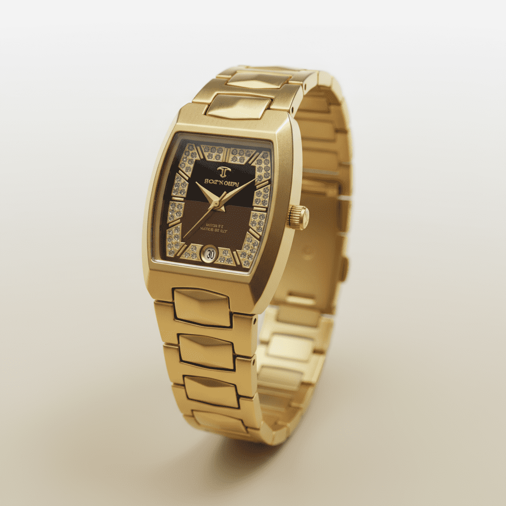 Schomages Gold-Diamond Tone Rectangular Ladies' Watch - Image 2